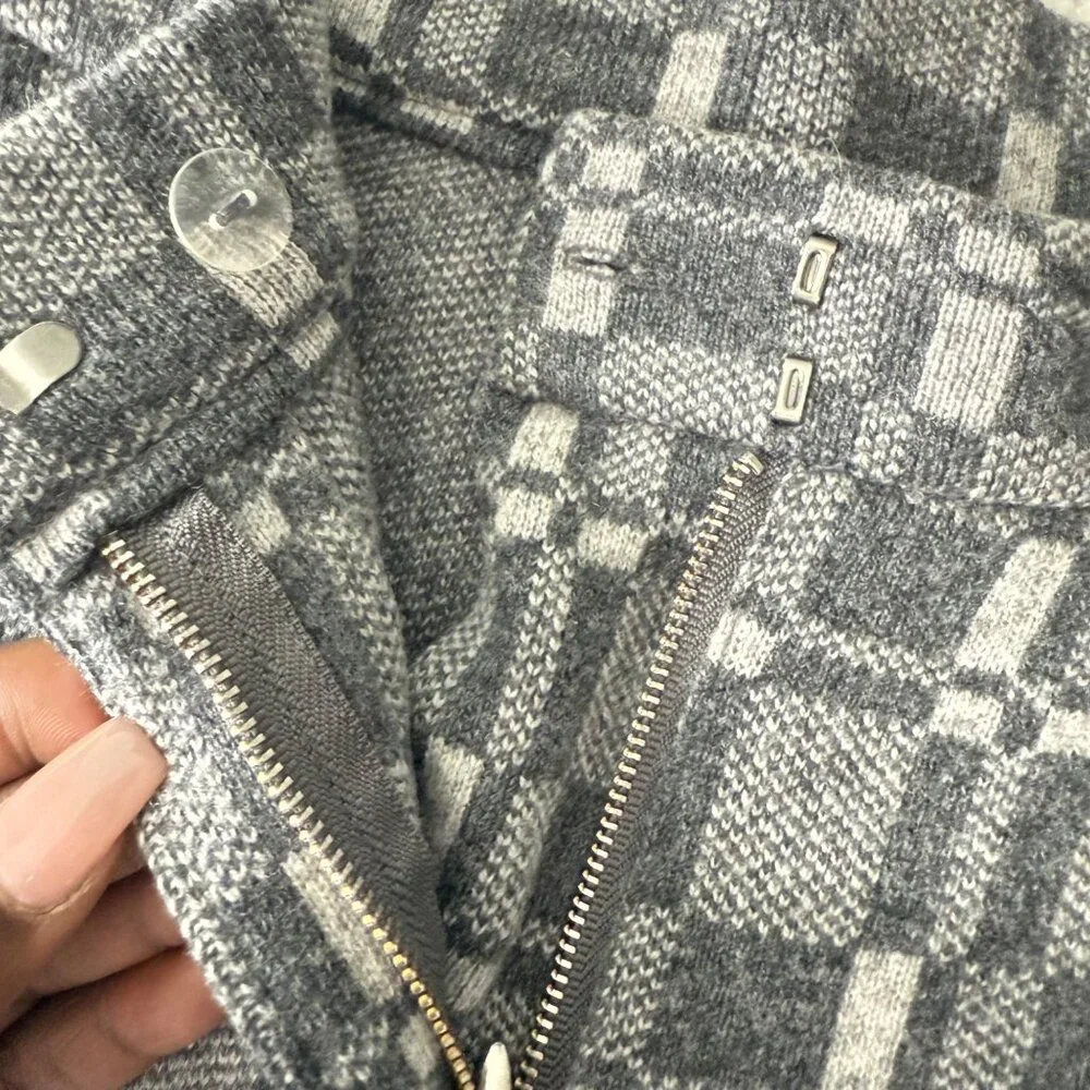 Naadam Women's Grey Plaid Wool-Cashmere Wide-Leg Pants, S - Picture 11 of 11